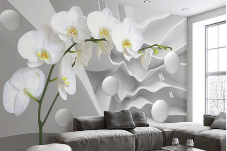 طرح پوسترکاغذ دیواری گلهای سفید 014f